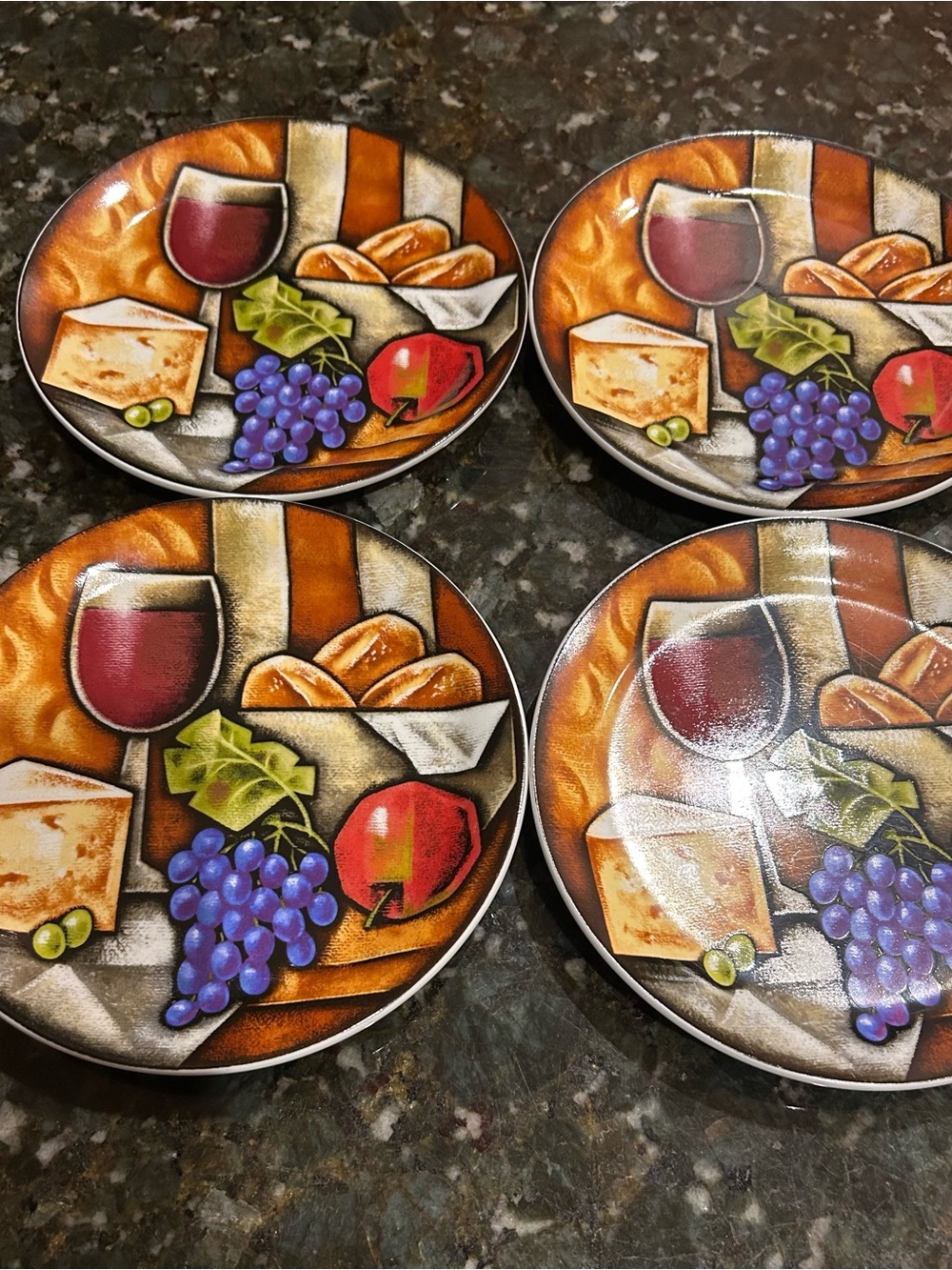 Williams Sonoma Set of 4 MSC Sommelier 7” plates for bread or appetizers.